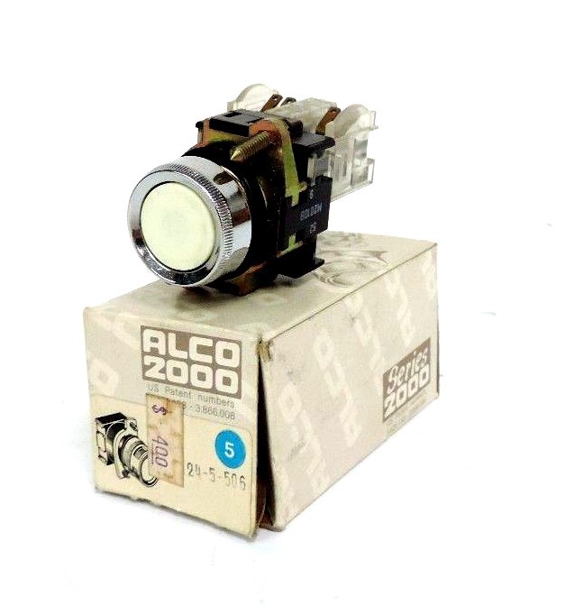 Used NIB ALCO 2000 24-5-506 PUSH BUTTON WHITE CAP, M2010B
