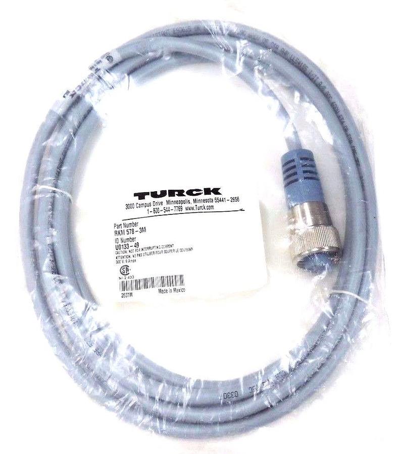 Used NIB TURCK RKM 578-3M MINIFAST CORDSET 3M, U0133-49, RKM5783M
