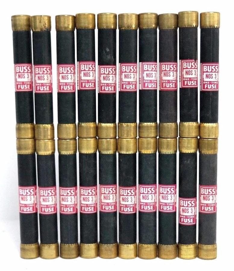 Used NEW BUSSMANN BUSS NOS3 ONE TIME FUSE 600VOLTS, NOS-3 - LOT OF 20