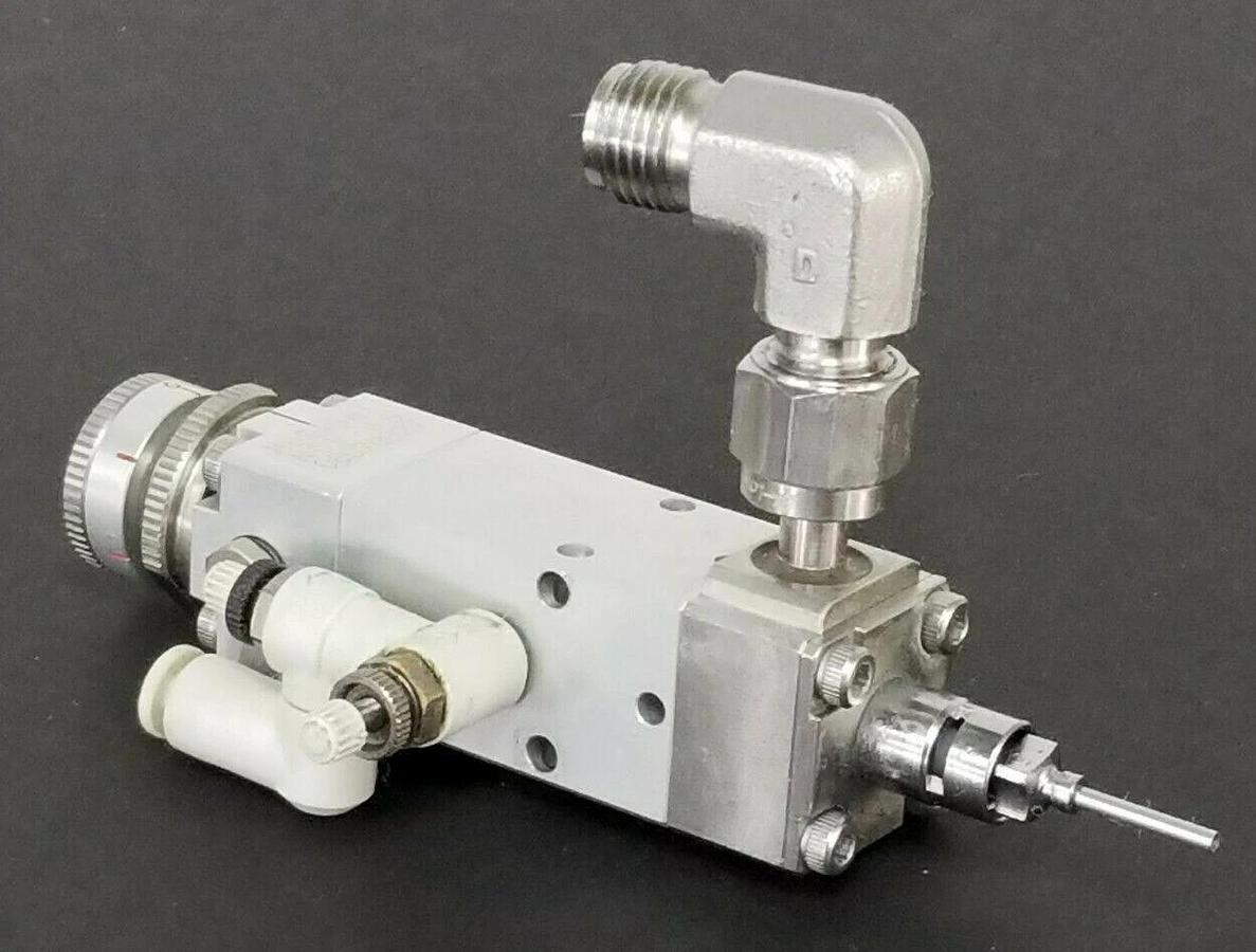 Used MUSASHI NCV-15 PNEUMATIC NEEDLE CONTROL DISPENSE VALVE 08070027 NCV15