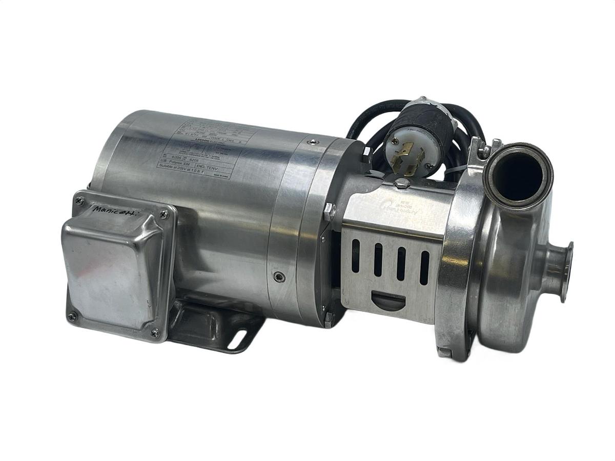 Used Ampco C+114-DG-056C Sanitary Pump w/ Leeson 1HP 1750RPM Stainless Motor 3PH