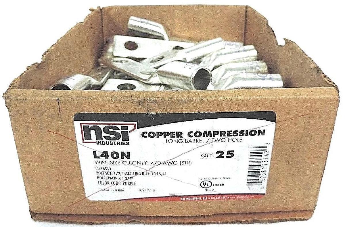 Used NEW NSI L40N COPPER COMPRESSION LONG BARREL, TWO HOLE, PURPLE - QTY 26
