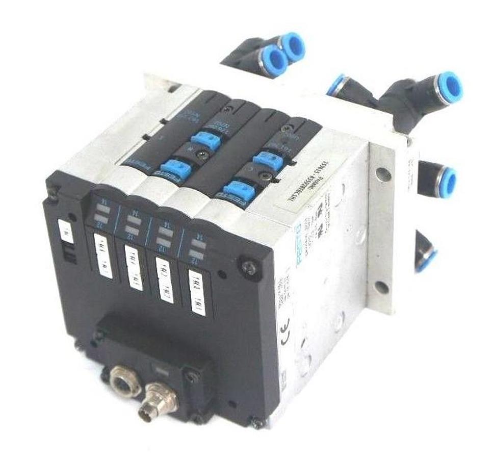 Used FESTO CPV-14-VI VALVE BLOCK CPV14-GE-FB-4, CPV14-P4-1/8-B, 161362