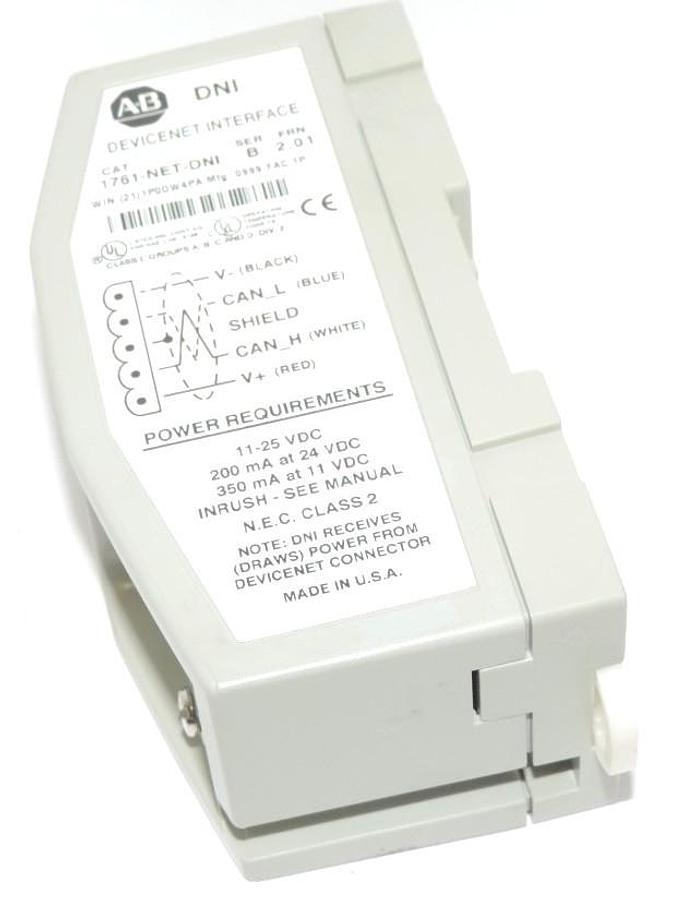 Used ALLEN BRADLEY 1761-NET-DNI DEVICENET INTERFACE 1761NETDNI SER. B FRN: 2.01