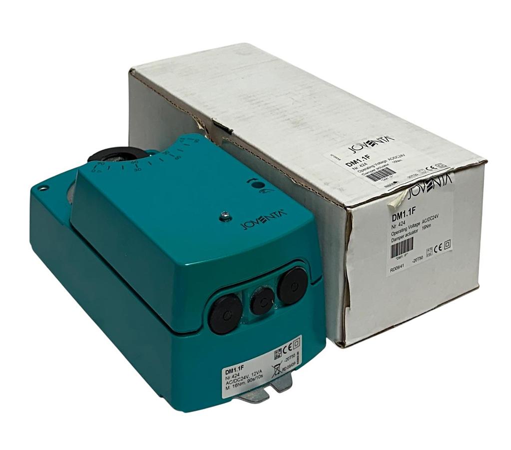 Used JOVENTA DM1.1F / DM11F ROTARY DAMPER ACTUATOR W/ SPRING RETURN 424 24VAC/DC NSMP