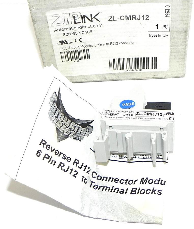 Used NIB AUTOMATION DIRECT ZL-CMRJ12 ZIPLINK FEED-TROUG CONNECTOR MODULE RJ12, 6PIN