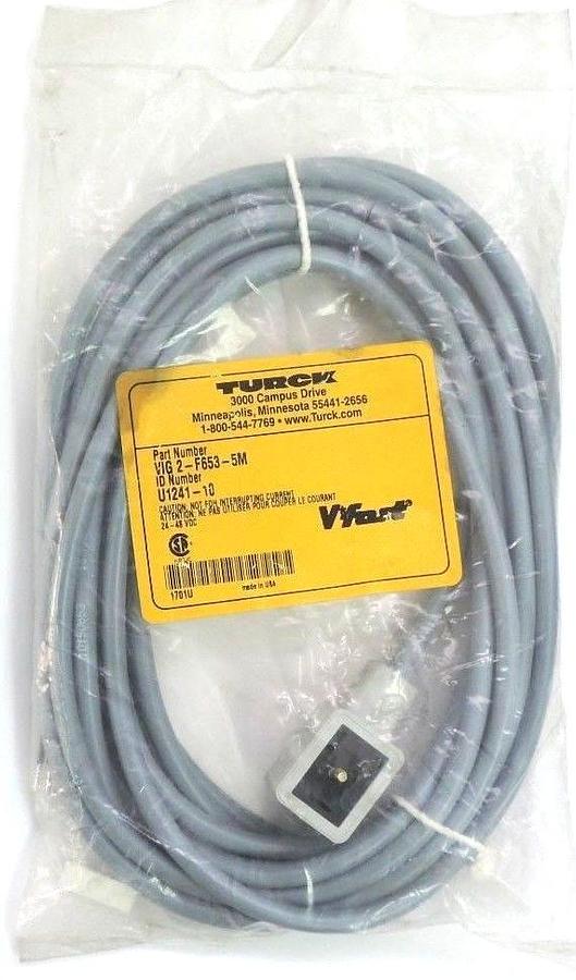 Used NEW TURCK VIG 2-F653-5M CORDSET ID #: U1241-10 24-48VDC, VIG2F6535M