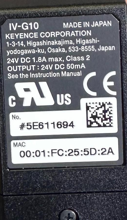 Used NEW KEYENCE IV-G10 / IVG10 SENSOR AMPLIFIER EtherNet 24Vdc 1.8A CLASS 2 50mA