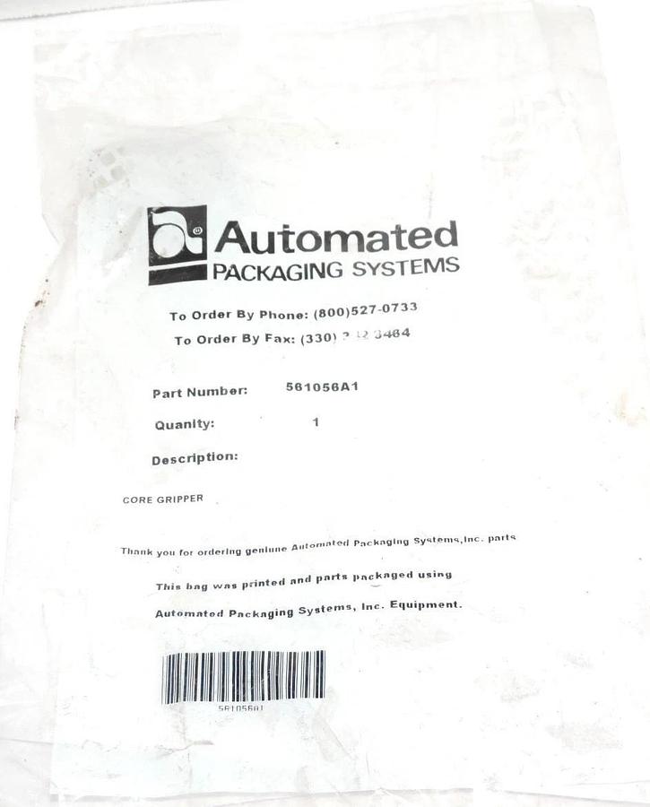 Used NEW AUTOMATED PACKAGING SYSTEMS 561056A1 CORE GRIPPER