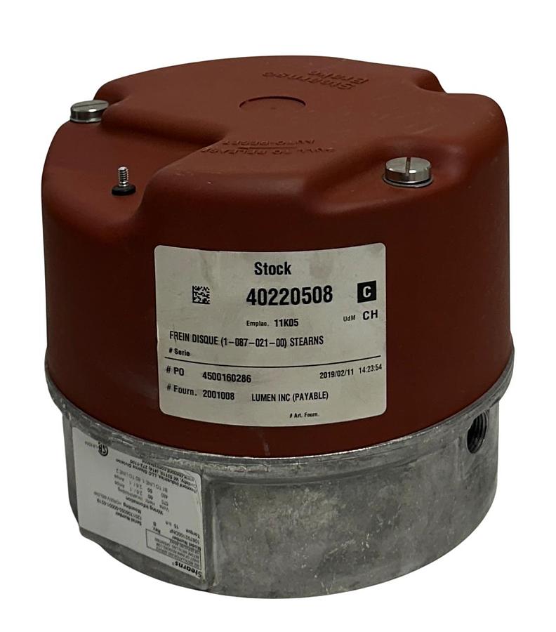Used STEARNS 108702100DNF Rev. B 8700 SERIES NEMA2 575VAC BRAKE ASSEMBLY 15LB-FT NSNP