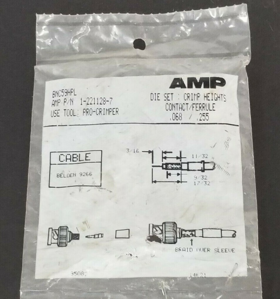 NEW AMP 1-221128-7 DIE SET : CRIMP HEIGHTS CONTACT/FERRULE .068 X .255