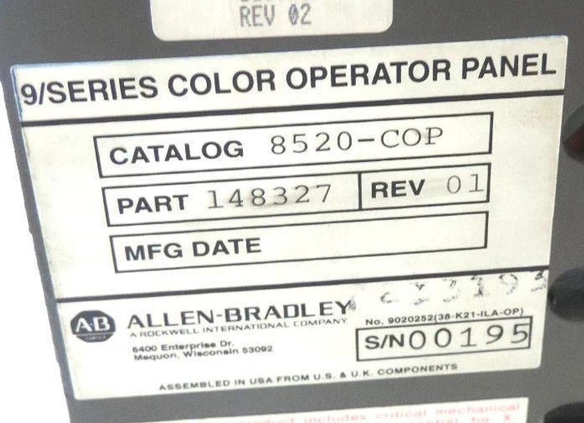 Refurbished ALLEN BRADLEY 8520-COP 9/SERIES COLOR OPERATOR INTERFACE PANEL PROF. REPAIRED