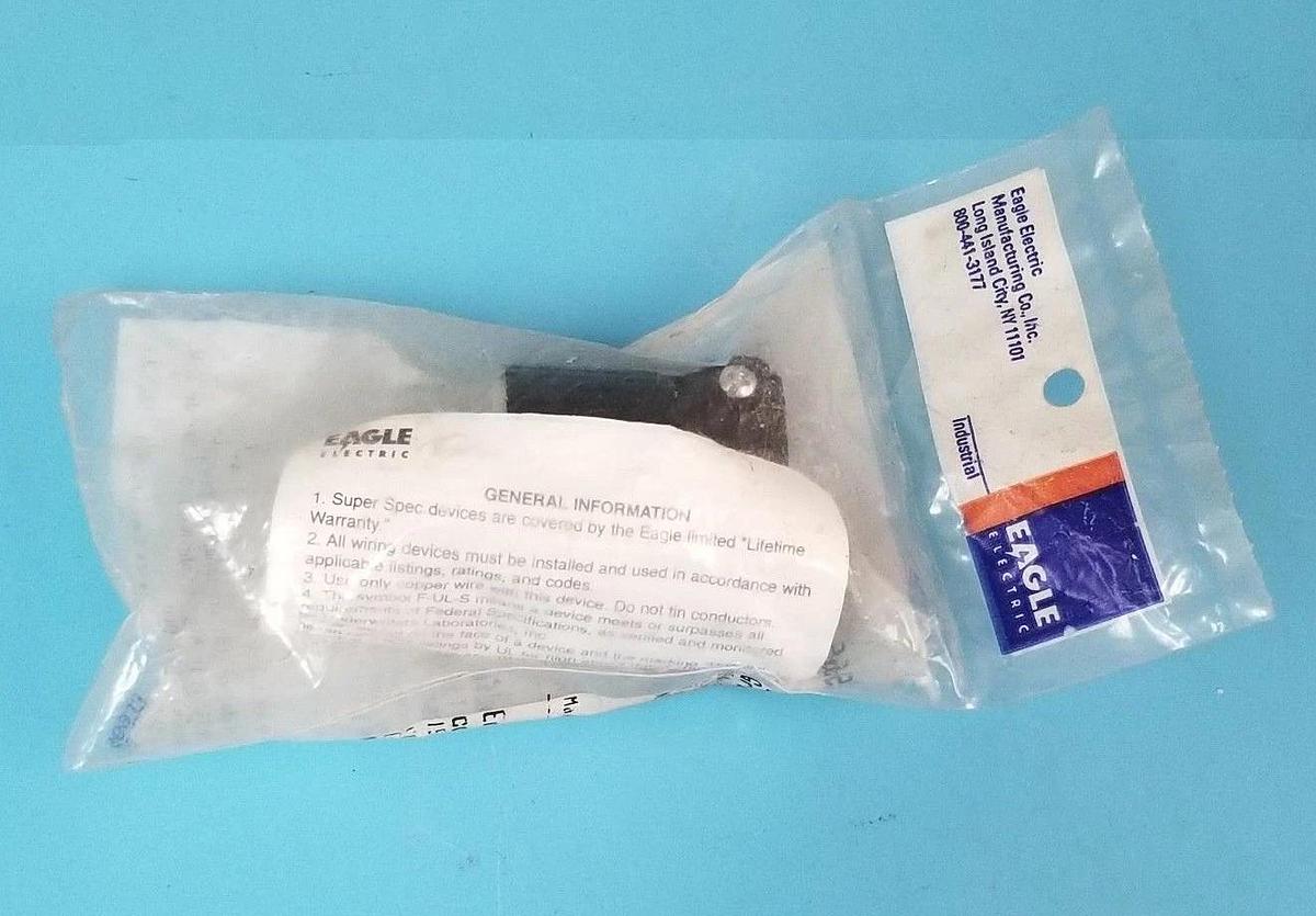 Used NEW EAGLE ELECTRIC 5666 INDUSTRIAL GROUNDING PLUG 15A, 250V, 2P