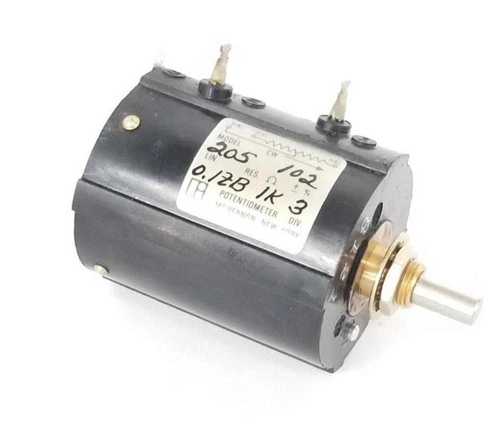 Used NIB LITTON INDUSTRIES 205-102 POTENTIOMETER 0.12B-1K-3