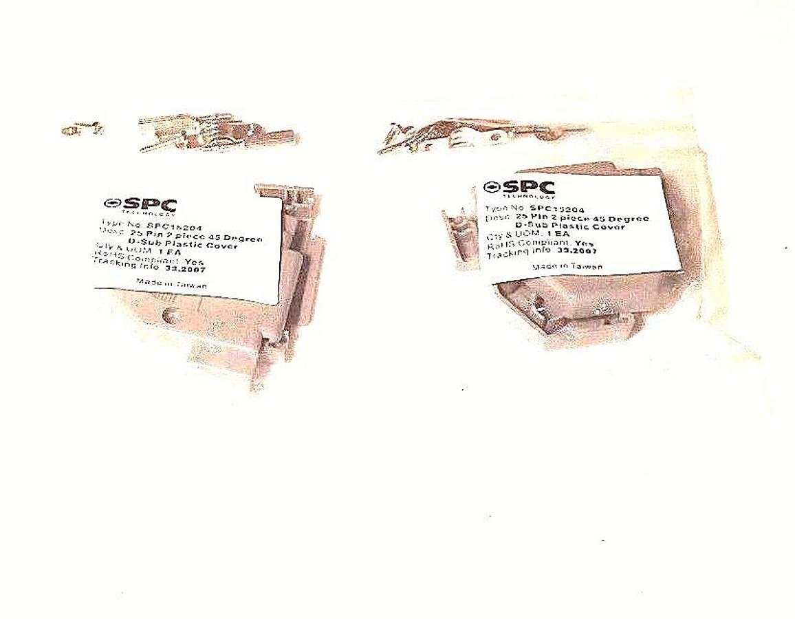 Used LOT OF 2 NEW SPC SPC15204 D-SUB PLASTIC COVERS, 25 PIN, 2 PIECE, 45 DEGREE