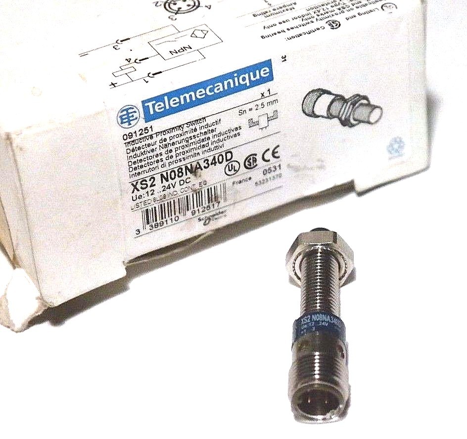 Used NIB TELEMECANIQUE XS2 N08NA340D INDUCTIVE PROXIMITY SWITCH 24VDC, XS2N08NA340D