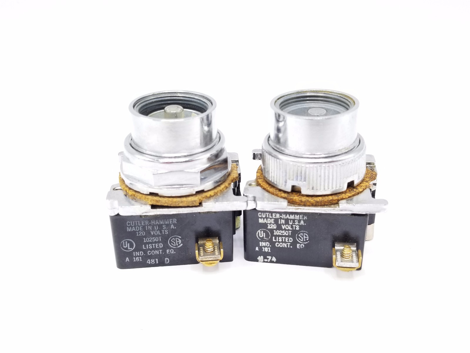 Used LOT OF 2 NEW CUTLER-HAMMER 10250T CONTACT W/ INDICATOR LAMPS 120V
