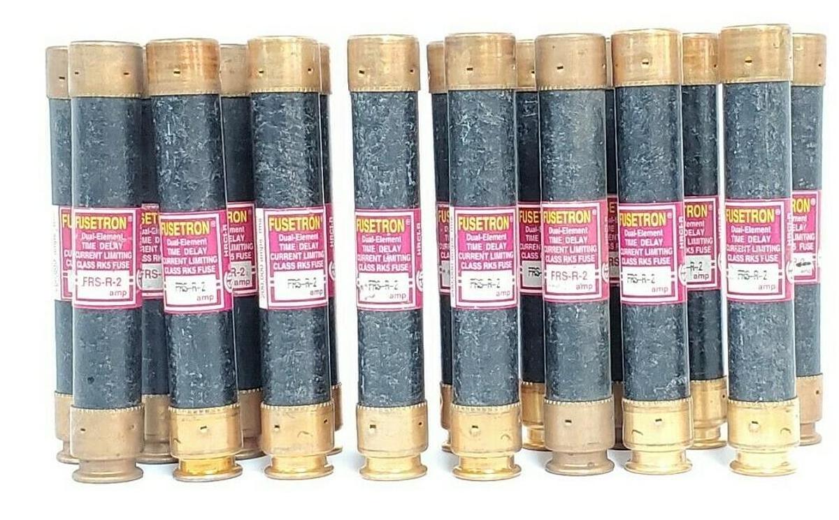 Used LOT OF 18 COOPER BUSSMANN FRS-R-2 FUSETRON TIME DELAY FUSES FRSR2