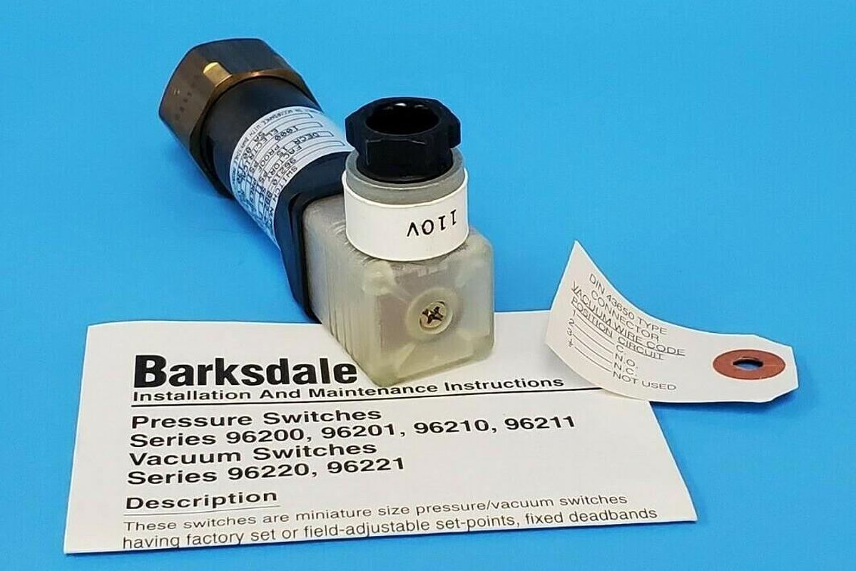 Used NIB BARKSDALE 96210-BB2-Q6 PRESSURE SWITCH 5A 80/130VAC 96210BB2Q6, 1000 PSI