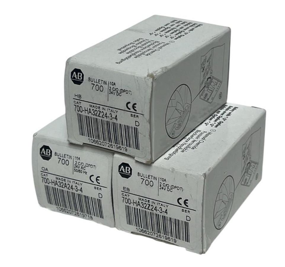 (LOT OF 3) Allen-Bradley 700-HA32Z24-3-4 Ser. D General Purpose Relay 24VDC NSMP