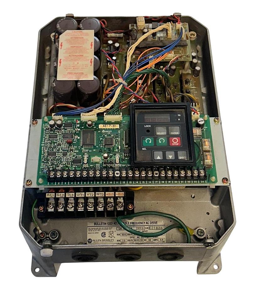 Used ALLEN BRADLEY 1333-CAB /D+ ADJUSTABLE FREQUENCY AC DRIVE 5HP 3PH 50/60Hz USNP
