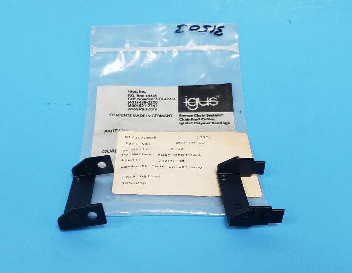 Used NEW IGUS 060-50-12 CARRIER BRACKET SET 060.50.1P 060.50.2P 04285636 0605012