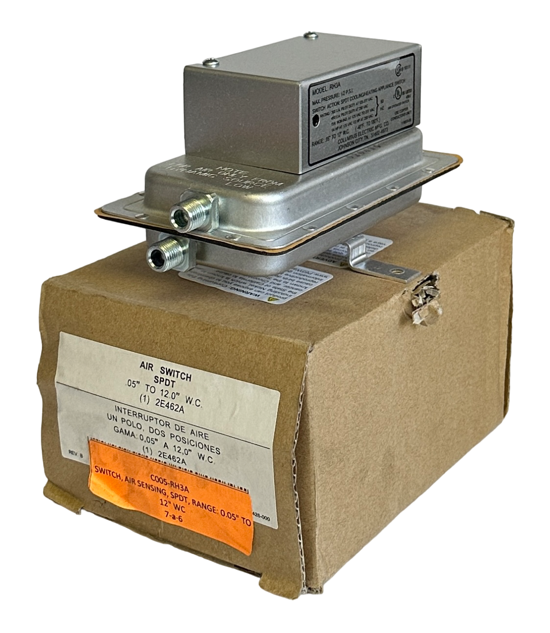 Used NEW COLUMBUS 2E462A / RH3A SPDT COOLING/HEATING APPLIANCE SWITCH 60Hz .05-12''WC