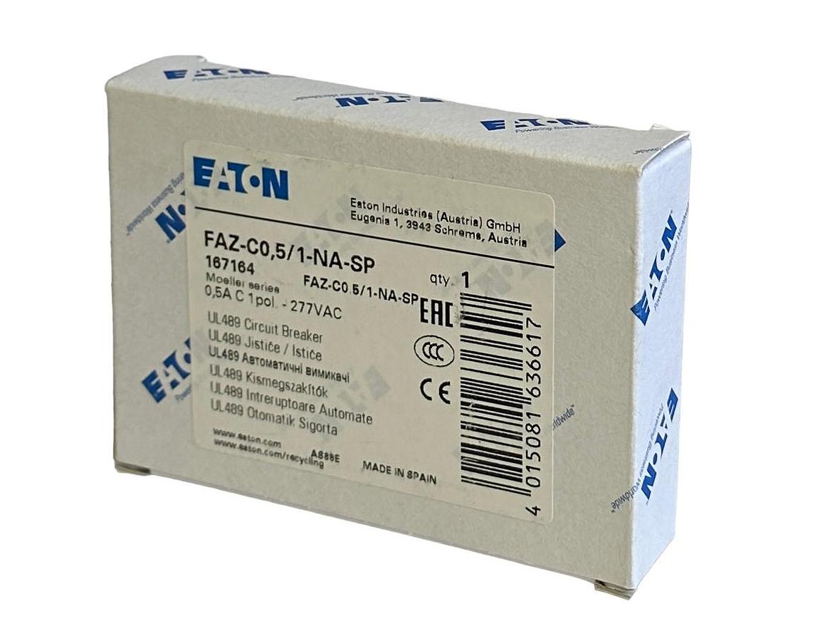 NEW EATON FAZ-C0,5/1-NA-SP / 167164 MOELLER SERIES 0.5A CIRCUIT BREAKER 277VAC