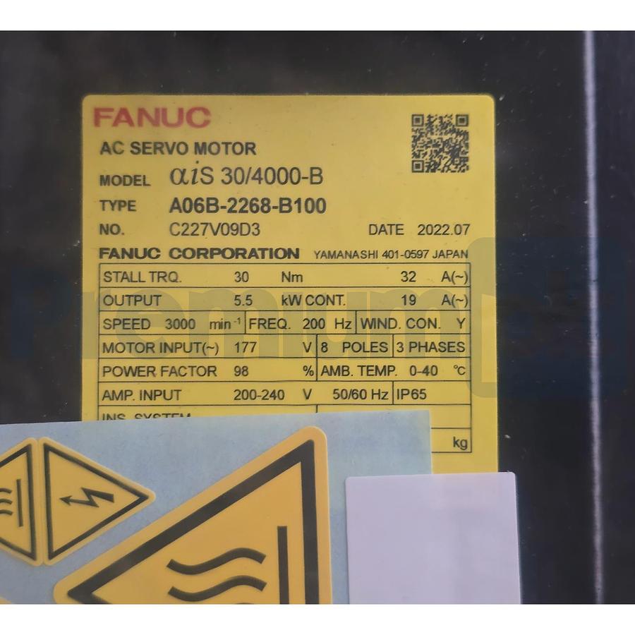 Used FANUC A06B-2268-B100 aiS 30/4000-B AC SERVO MOTOR 5.5kW A06B2268B100 NSMP