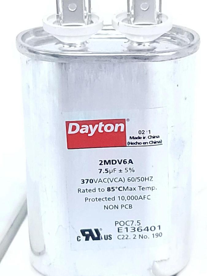 Used LOT OF 3 NIB DAYTON 2MDV6A CAPACITORS 7.5MFD OVAL 370VAC (VCA) 60/50HZ