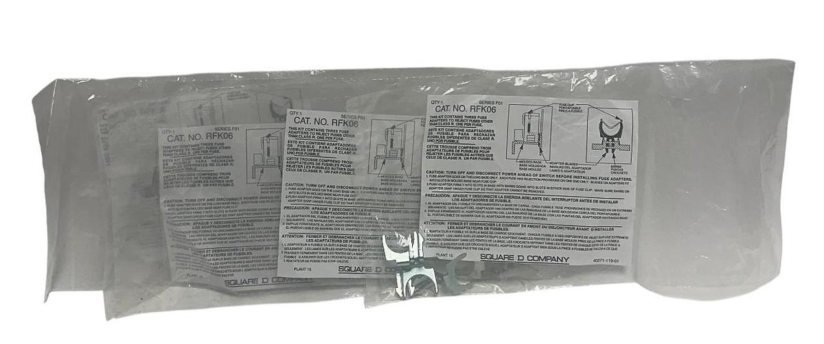 Used 4 SQUARE D RFK06 SAFETY SWITCH FUSE KITS SERIES F01 3-ADAPTERS PER BAG NSFS