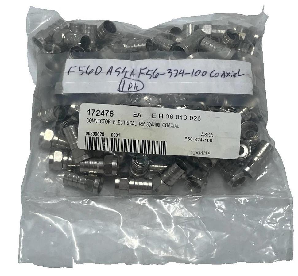 100 Pack of TruSpec F56-324T RG6 Coaxial F-Type Crimp-On Connectors - Tin Plate