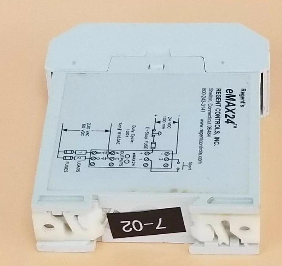 Used REGENT CONTROLS EMAX24 MOMENTARY SAFETY RELAY, 24VDC