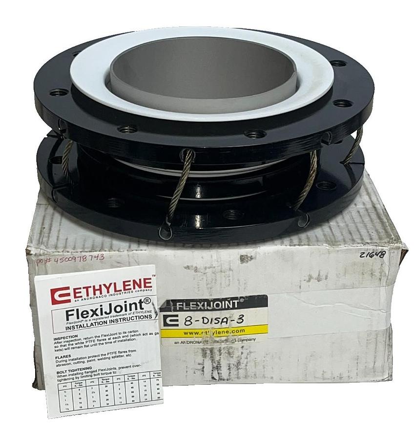 Ethylene FlexiJoint 8-DISA-3 8" PTFE Expansion Joint Bellows Flange New Surplus