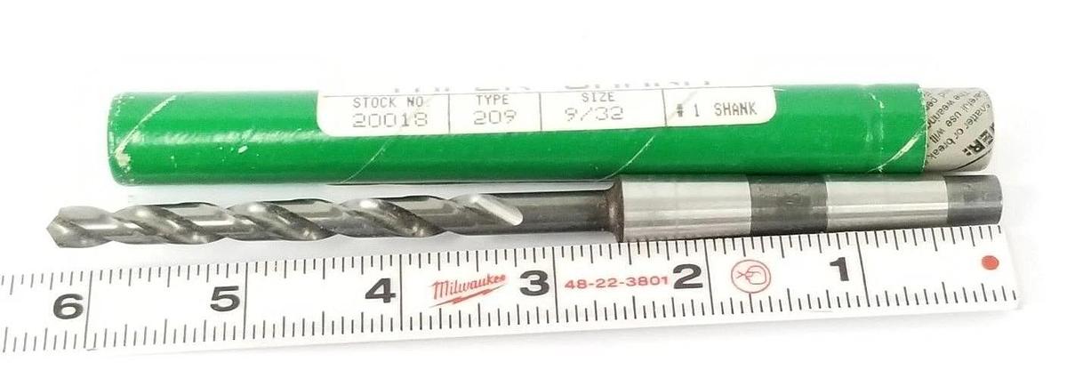 NEW PRECISION 20018 TYPE 209 HIGH SPEED STEEL TWIST DRILL TAPER SHANK, 9/32"