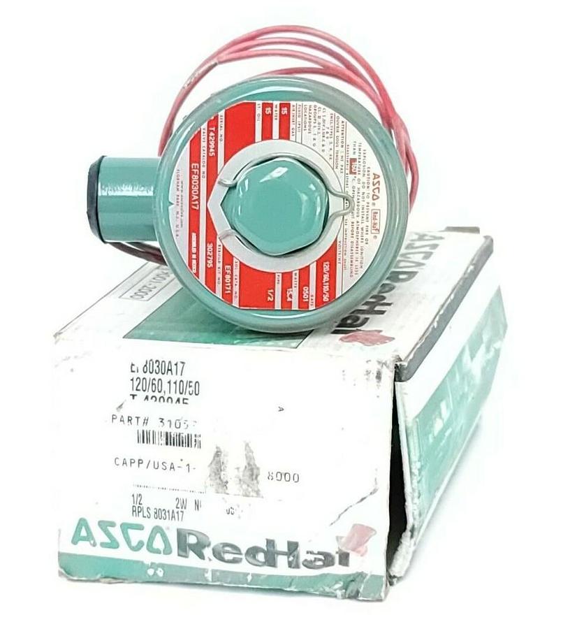 Used ASCO EF8030A17 SOLENOID VALVE 120/60, 110/50 PIPE: 1/2'' WATTS: 15.4 (IN BOX)