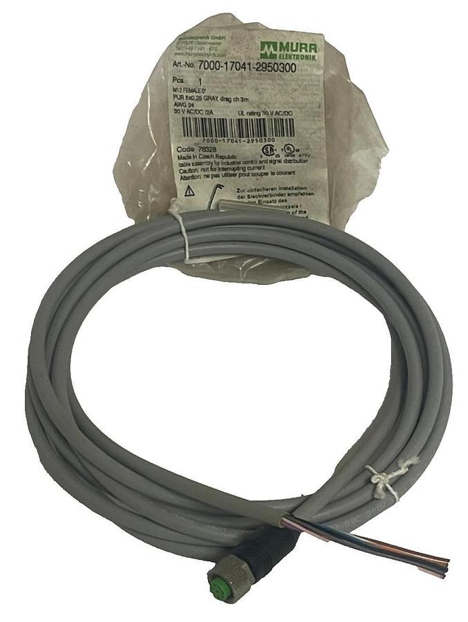 MURR ELEKTRONIK 7000-17041-2950300 M12 QD Cable 4-Pin Straight 3m PVC, NSMP