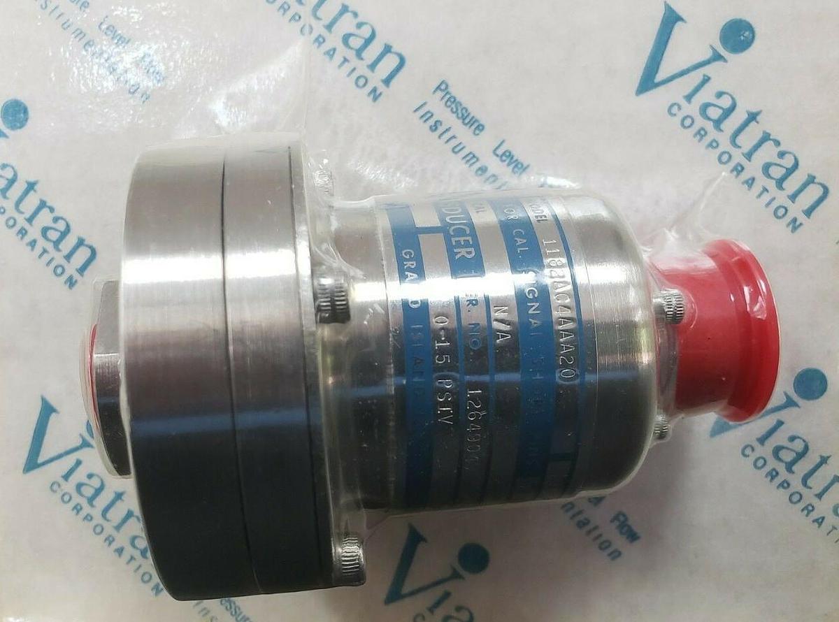 Used NIB VIATRAN 1182AC4AAA20 PRESSURE TRANSDUCER RANGE: 0-15PSIV, 15V MAX, MODEL 118