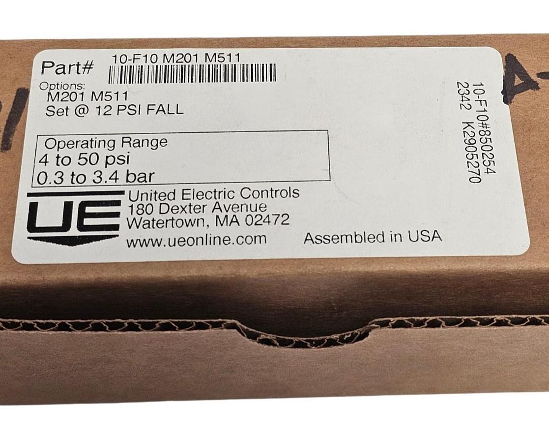 Used NIB UNITED ELECTRIC 10-F10 M201 M511 PRESSURE SWITCH 4-50PSI NSMP