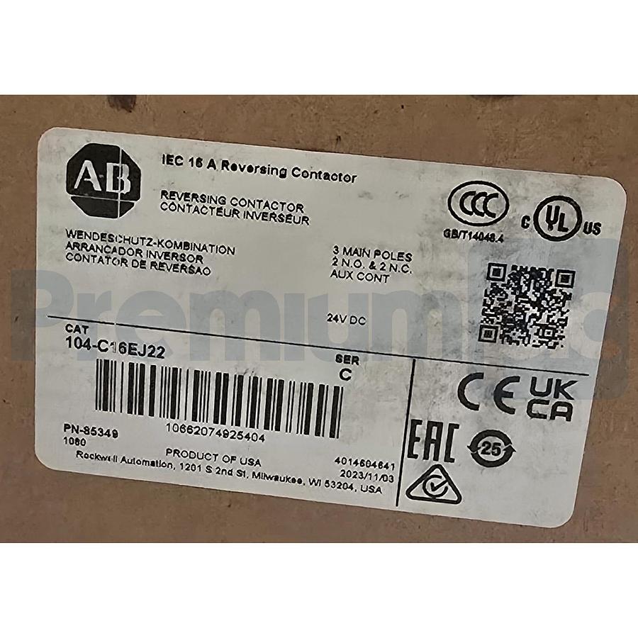 Allen Bradley 104-C16EJ22 /C 104-C Reversing Contactor 16A 3P 24V/DC Coil NSMP