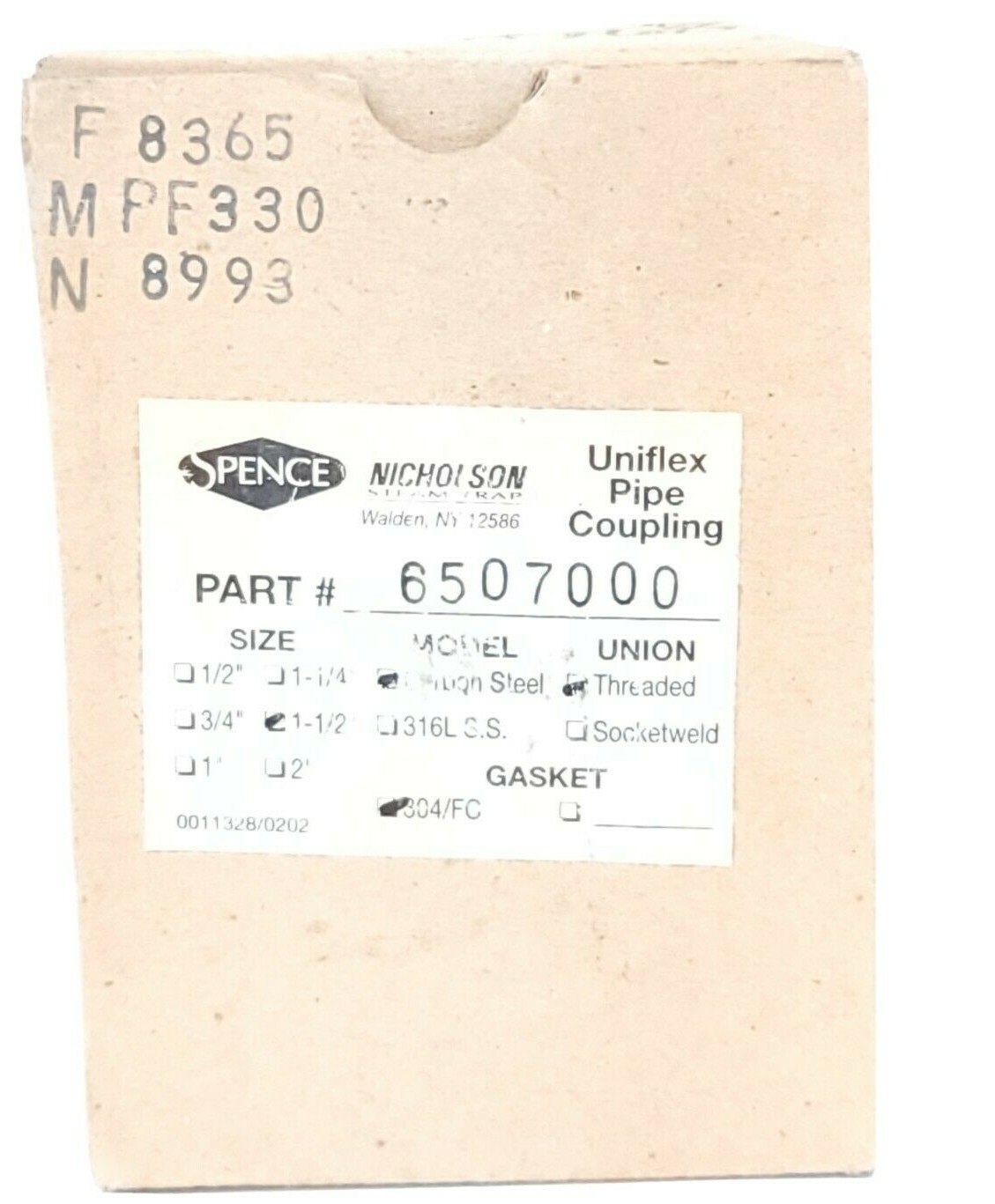 NIB SPENCE NICHOLSON 6507000 UNIFLEX PIPE COUPLING 1-1/2'' CARBON STEEL