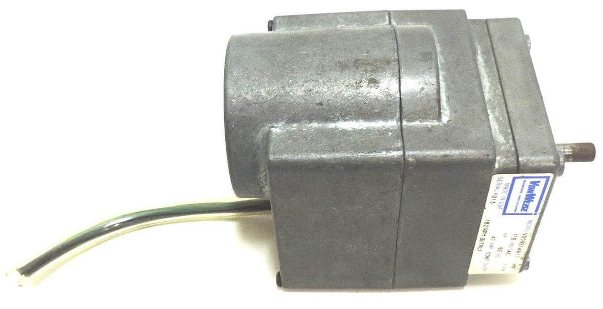 Used VONWEISE V00951AA11 LINEAR ACTUATOR GEAR MOTOR 115V AC, 1PH, 60HZ, .47A, 182RPM