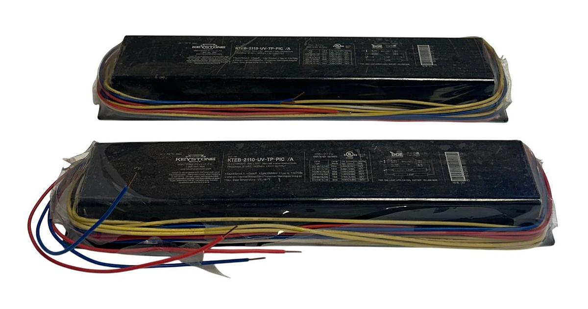Used 2 KEYSTONE KTEB-2110-UV-TP-PIC /A ELECTRONIC BALLASTS 120-277V 50/60Hz NSNP