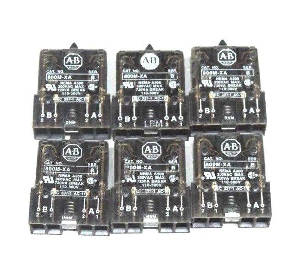 Used LOT OF 6 ALLEN BRADLEY 800M-XA CONTACT BLOCKS SER B 800MXA