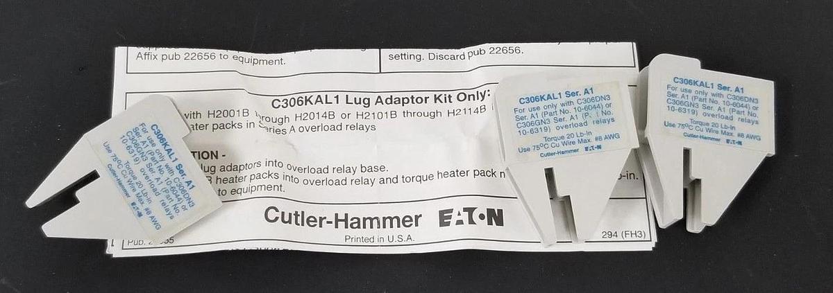 Used LOT OF 6 NIB CUTLER-HAMMER C306KAL1-3B LUG ADAPTOR ASSEMBLIES C306KAL13B