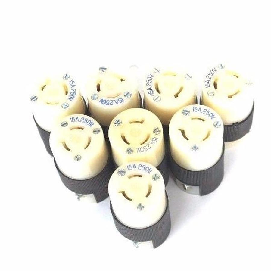 Used LOT OF 8 HUBBELL 15A 250V TWIST LOCK CONNECTOR BODIES