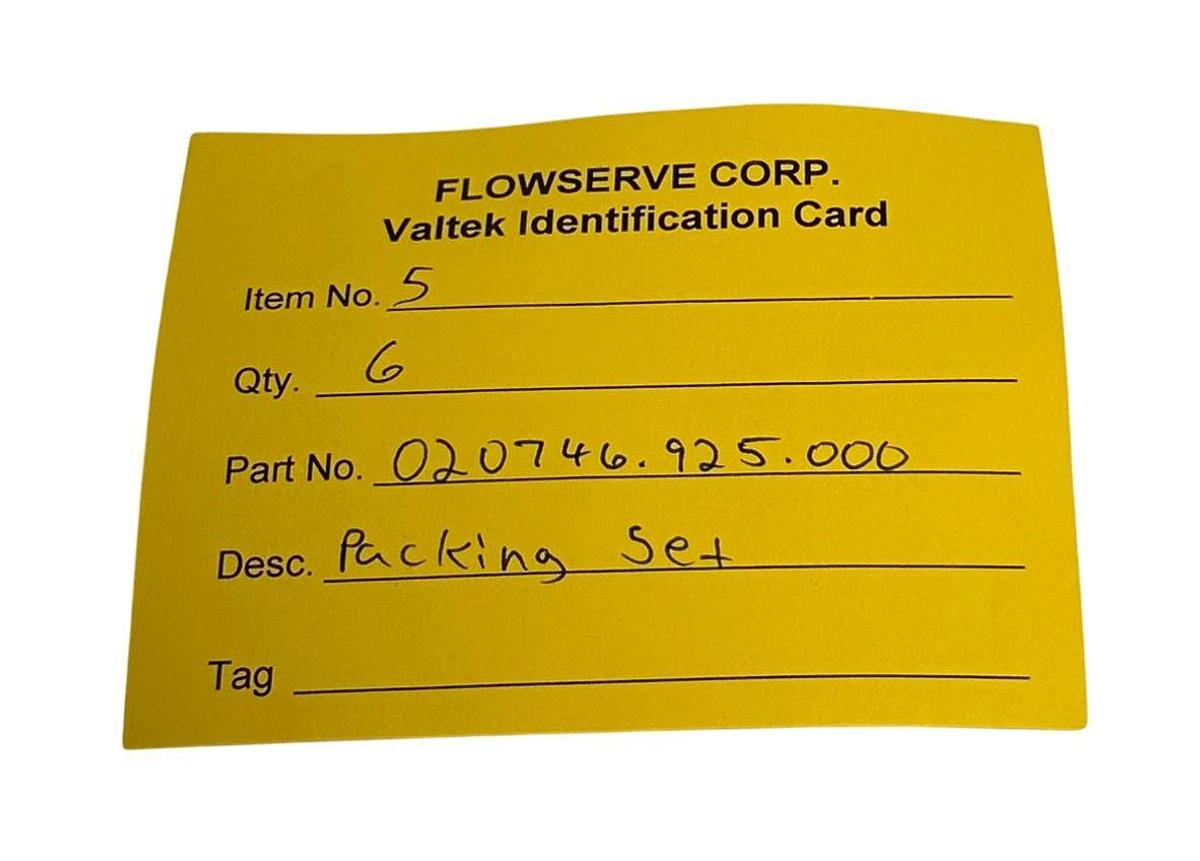 6 FLOWSERVE VALTEK 020746.925.000 / 020746925000 OEM PACKING ASSEMBLY SETS NSNP