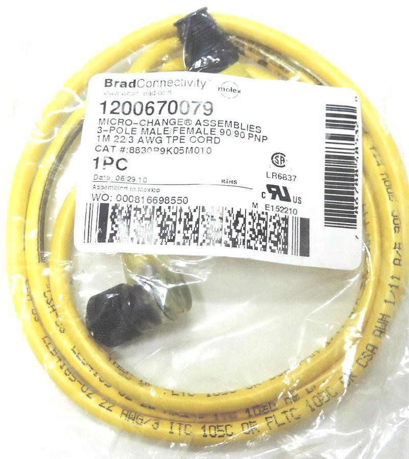 Used NEW WOODHEAD 8830P9K05M010 CORDSET CONNECTOR 3POLE MALE/FEMALE 1200670079