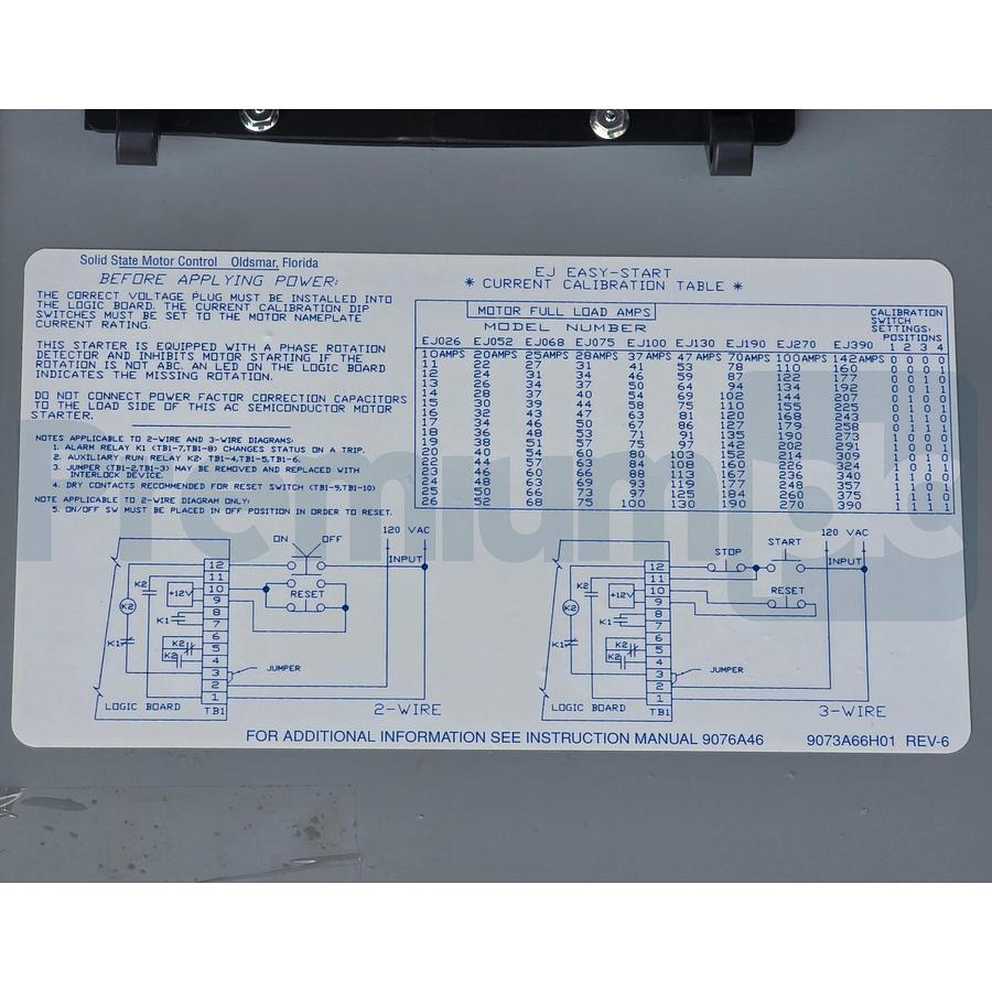 Used Cutler Hammer EJ075-4ER Easy-Start EJ Reduced Voltage Motor Starter 3D17187G01
