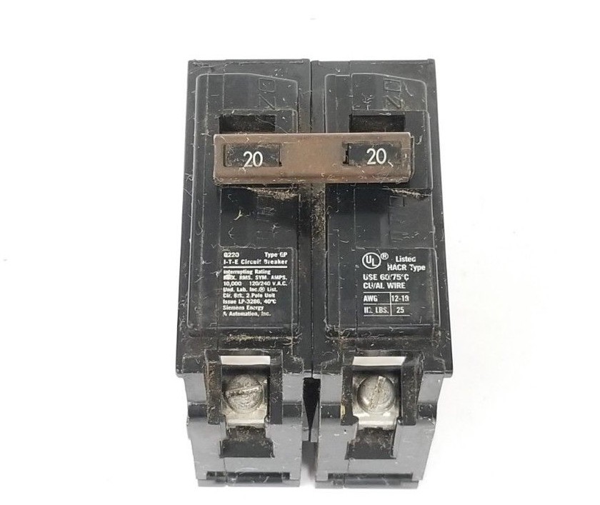 Used I-T-E Q220 TYPE QP CIRCUIT BREAKER 10Ka, 120/240V, 2P, 20A